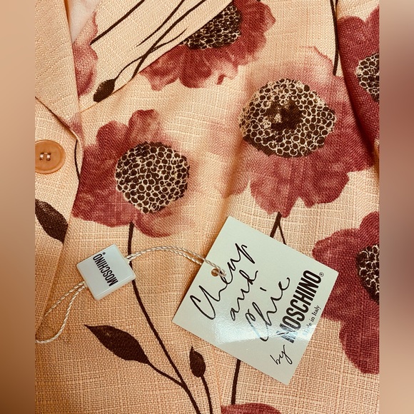 NWT MOSCHINO Cheap And Chic 2pc Jacket Skirt Suit Peach Pink Floral 44/10 - Picture 9 of 9